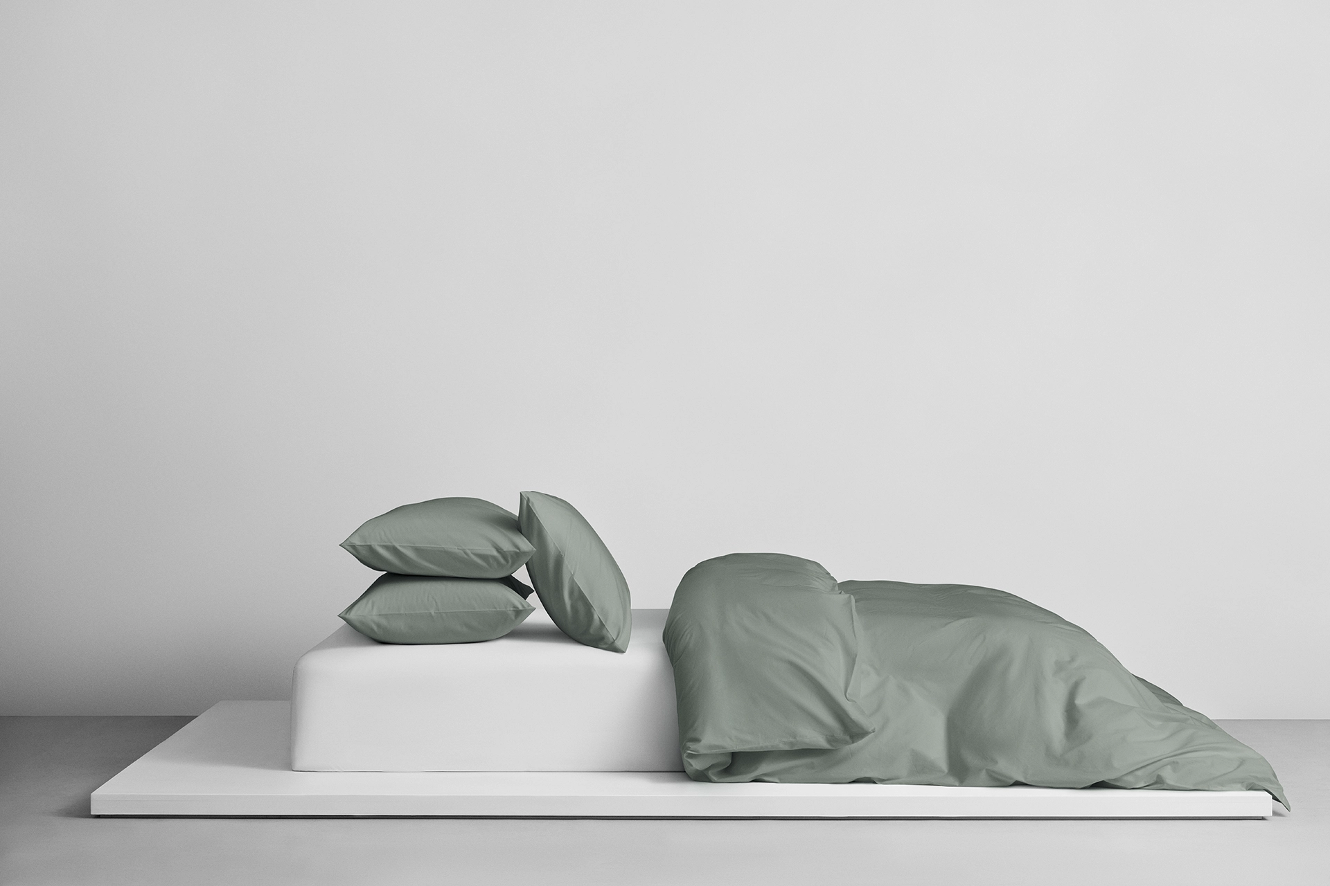 Bäddset Naked Percale Agave Green 250 TC i biodynamisk Giza 86-bomull, Ogland